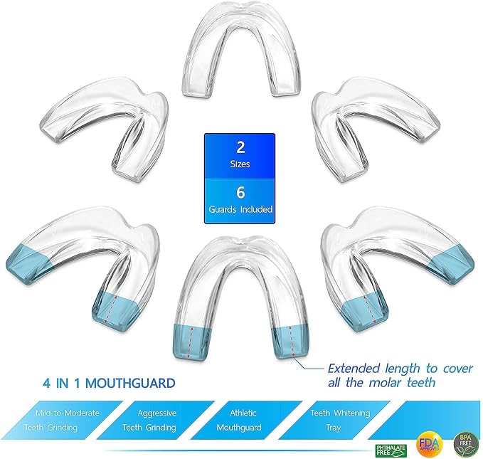 The ConfiDental Mouth Guard for Grinding Teeth at Night - 2 Models for Larger Mouth Pack of 6 Moldable Dental Night Guards for Teeth Grinding and Clenching Teeth Grinding Mouth Guard for Sleep