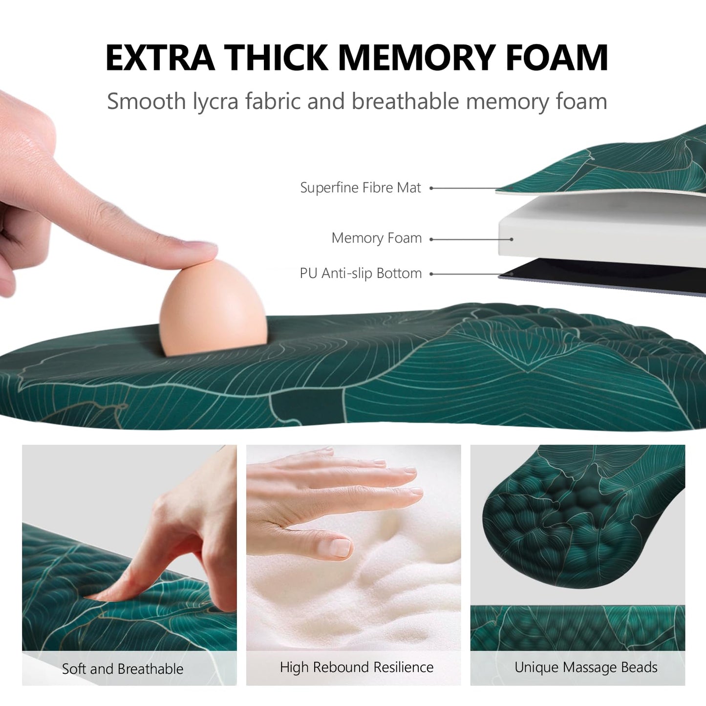 Mouse Pad Wrist Support, Laokiiy 2 in1 Keyboard Wrist Rest+ Ergonomic Mouse Pad, Non-Slip Wrist Rest for Computer Keyboard, Made Easy Typing & Relieve Wrist Pain（Banana Leaf Green）
