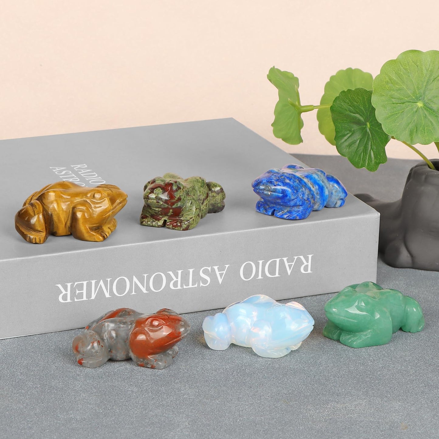 SMQ 2 Inch Crystal Frog, Natural Dragonblood Figurine, Hand Carved Statue Decor, Healing Stone Crystal Animal With Gift Box