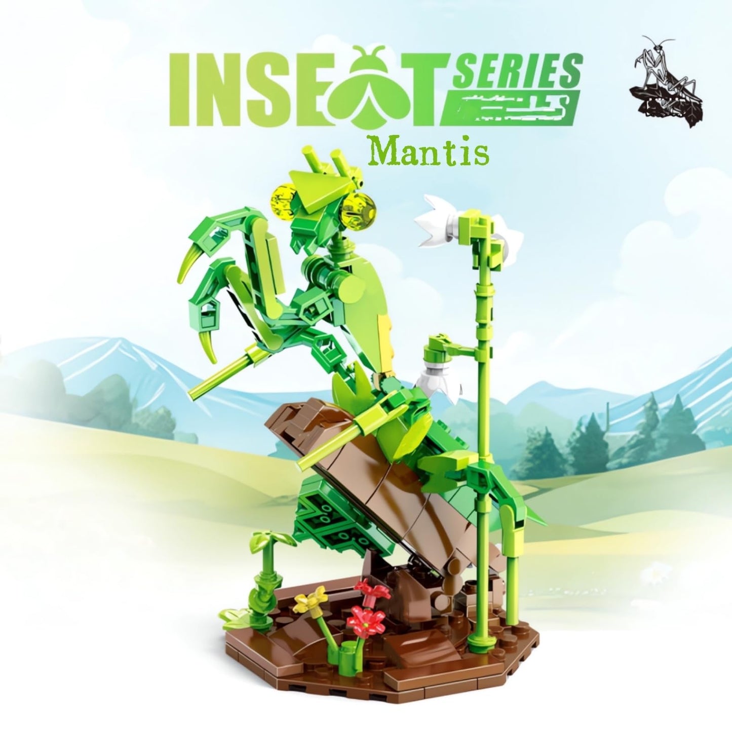 WULOBOOI Ideas Insect Collection Toy Building Sets, Chinese Mantis with Flowers Nature Display Models for Home Decor, Fun Bug Gift for Animals Lovers Woman Teens Adults