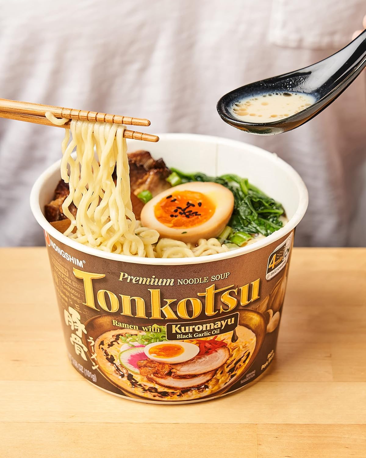 Nongshim Tonkotsu Ramen with Kuromayu Noodle Big Bowl, 3.56 Ounce (Pack Of 6)