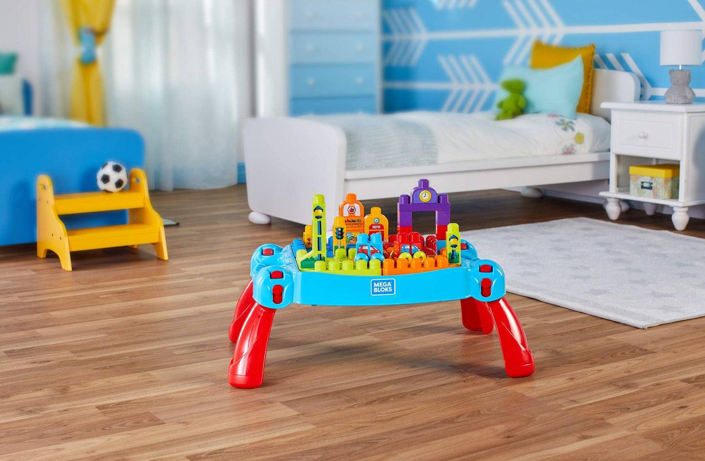 Mega Bloks First Builders Build 'n Learn Table with Big Building Blocks, Building Toys for Toddlers (30 Pieces)