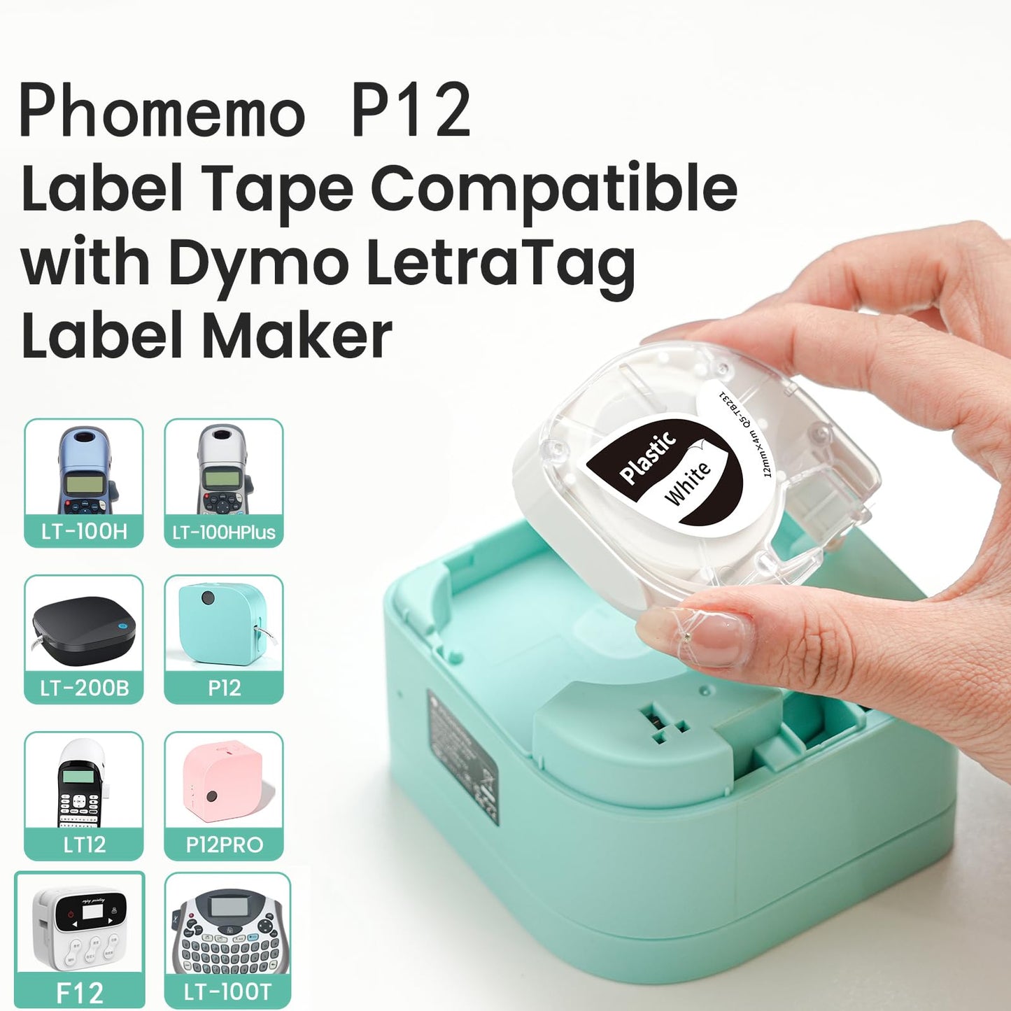 Phomemo P12 Satin Ribbon Label Tape for Gift Wrapping, Bows, Craft Wedding, 12mm x 2m Compatible with Dymo Label Maker Refills LT-100H LT-100T 200B, Phomemo P12 P12-Pro, LT12, F12,3 Pack, Blue Ribbon