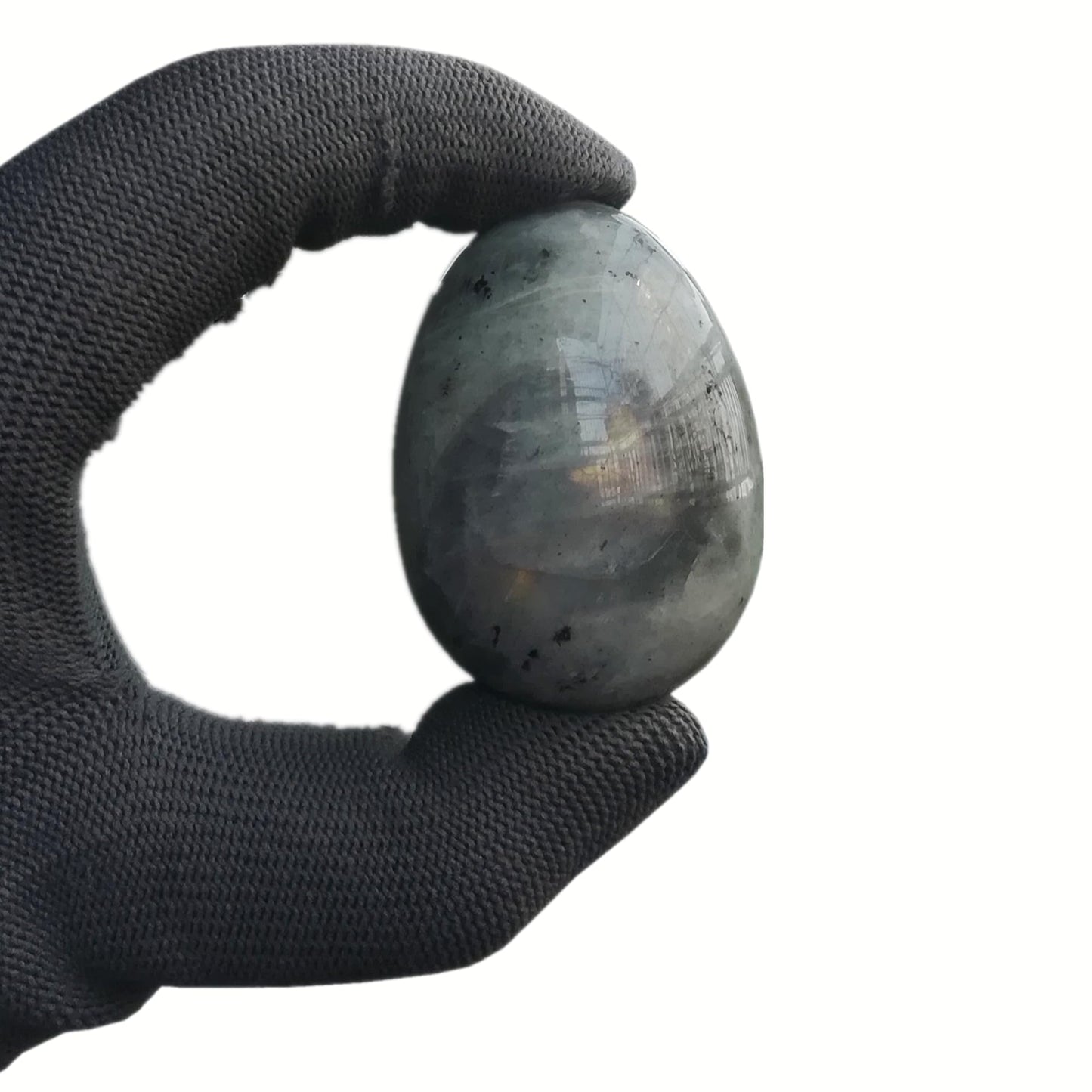 Sunshcat Natural Moonstone Egg Shaped Meditation Chakra and Home Decor Balance Crystals and Healing Stones Statue Set,35 * 50mm Easter and Thanksgiving Gift,with Wooden Bracket