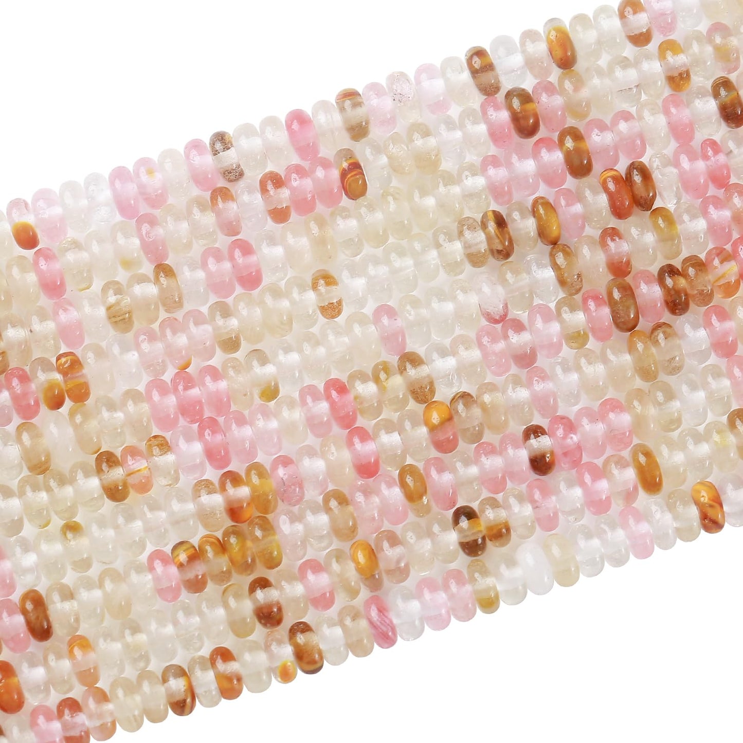 150PCS 2x4mm Natural Watermelon Tourmaline Stone Rondelle Beads Abacus Disk Stone Beads Round Loose Spacer Gemstone for DIY Bracelet Necklace Jewelry Making