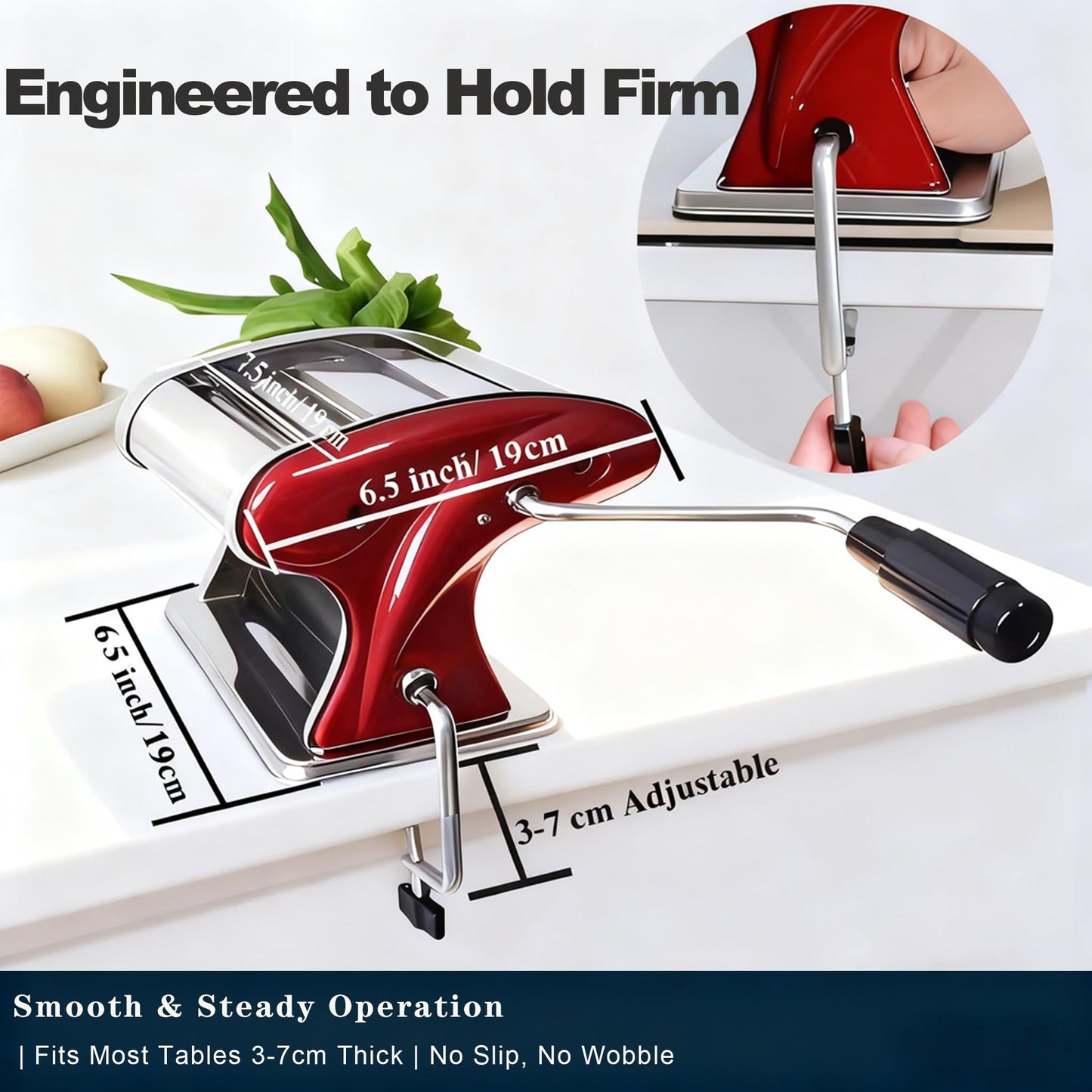 SHILINTONG Manual Pasta Maker Machine - Noodle Machine Dough Roller Hand Crank,No Disassembled-2/4mm Width Noodle/0.3-5mm Thickness Dough