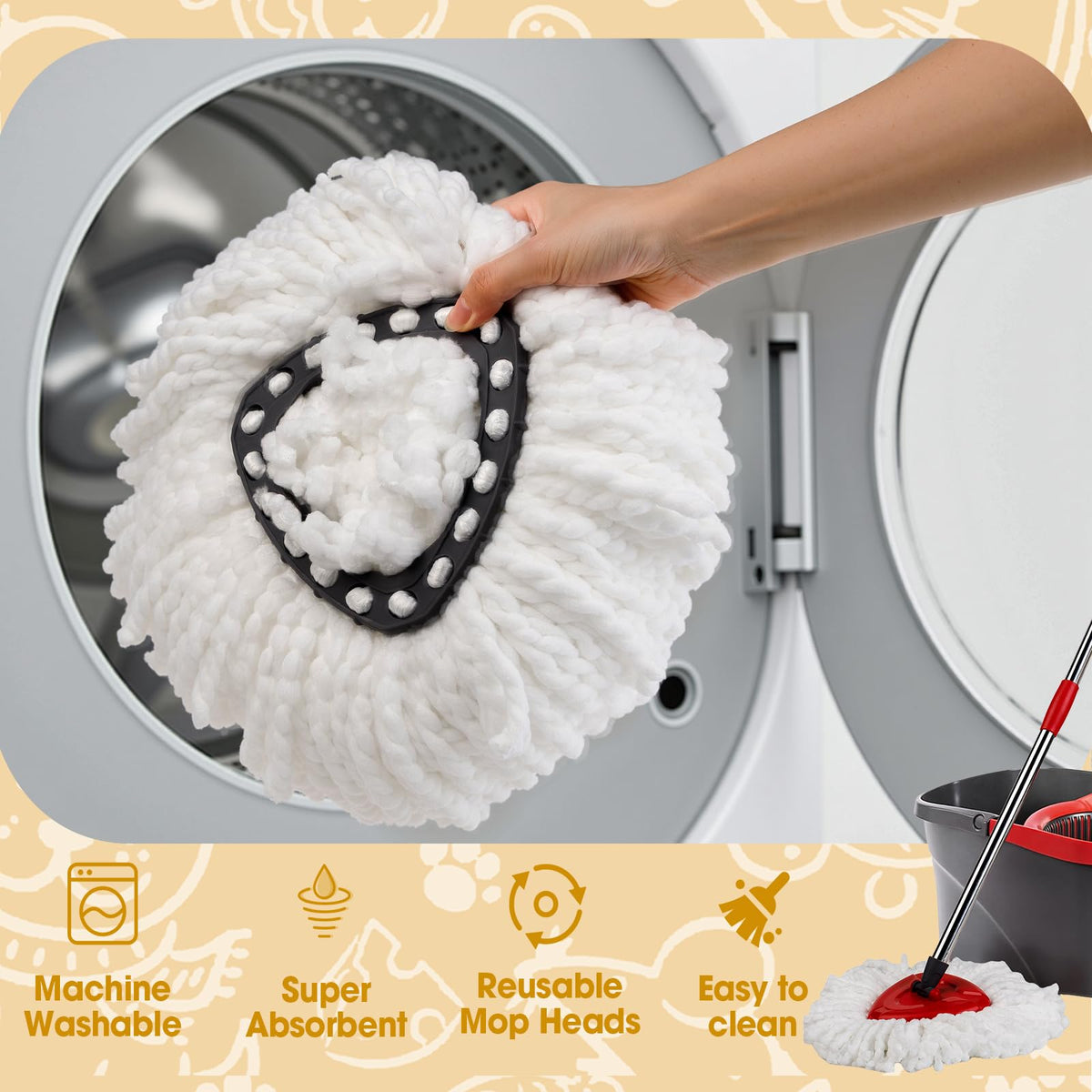 6 Pack Spin Mop Replacement Heads (6 Count)