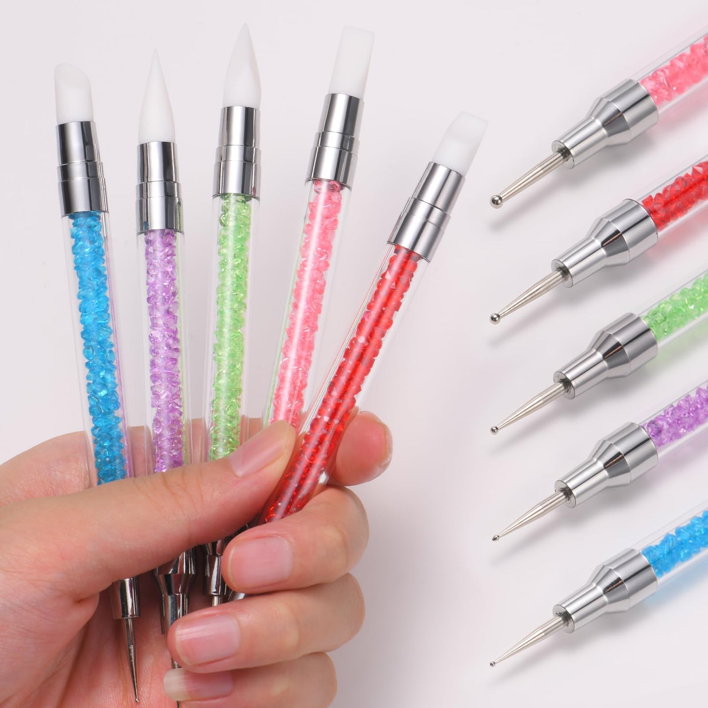 62Pcs Nail Art Brushes Tools,5 Pcs Liner Brushes for Nails,Nail Sponges for Ombre with Grabbing Pen, Dual Tipped Silicone Dotting Sculpture Pen and Mixing Palette Pen Holder, Nail Design Brushes