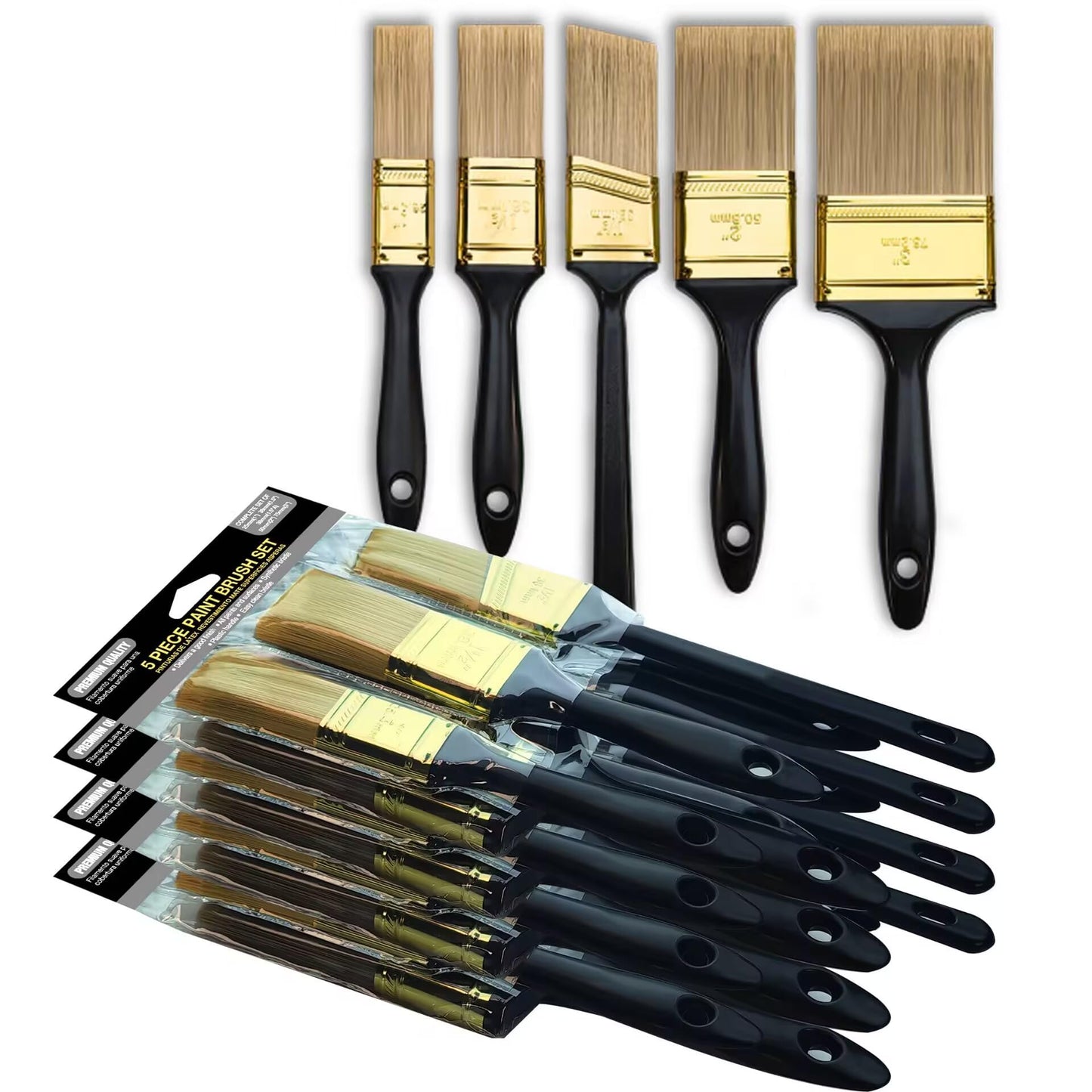 Crozzfog Paint Brush Set, 20 Pack Paint Brushes, 5 Sizes (1" 1.5" 2" 3" Flat & 1.5" Angled), Bulk Paint Brushes for Walls, Home Furniture, Fences, and Interior & Exterior Home Improvement