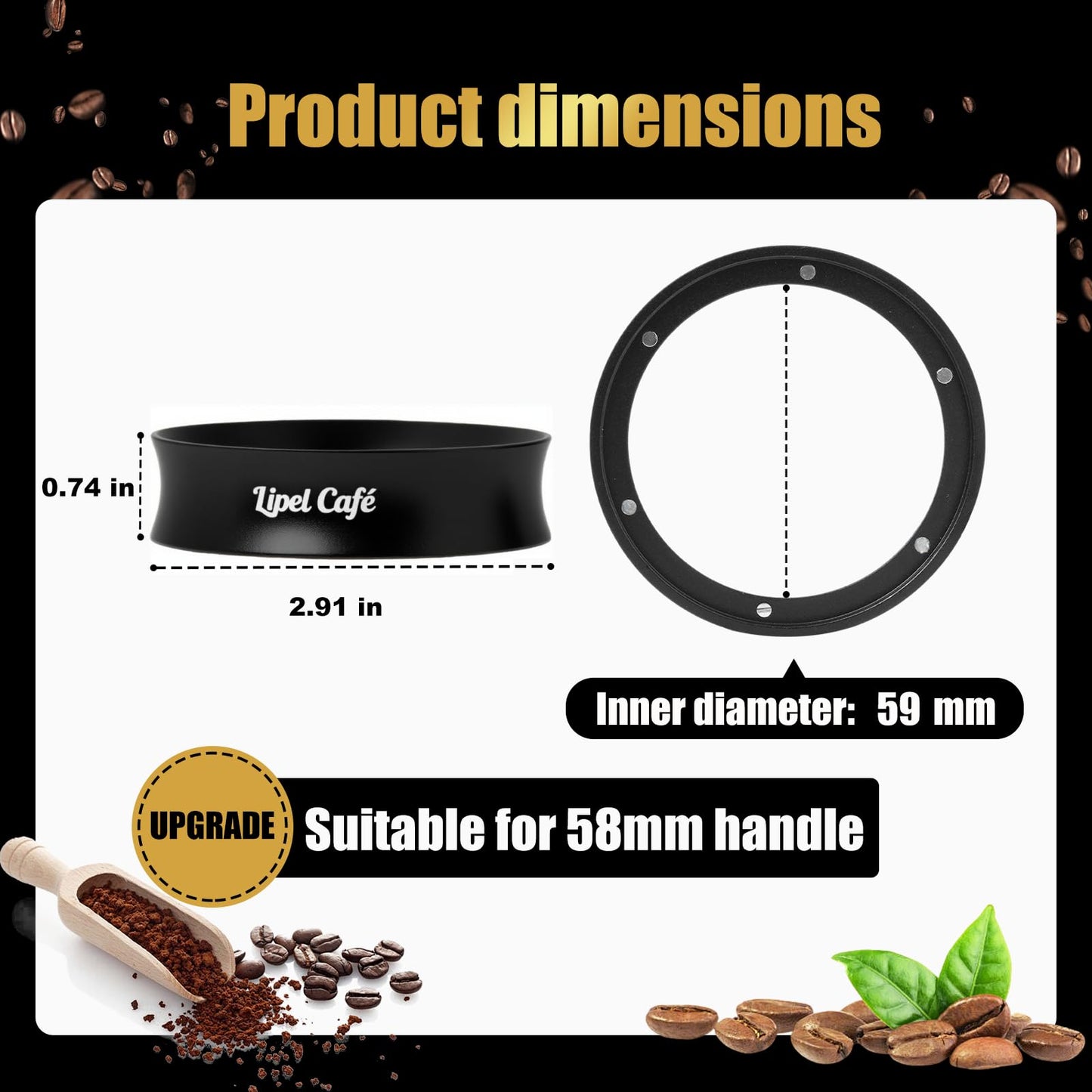Lipei Cafe 58mm Espresso Dosing Funnel, Magnetic Coffee Dosing Ring, Compatible with 58mm Espresso Portafilter