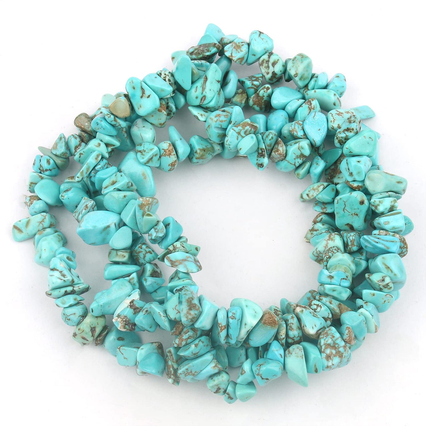 30in Turquoise Natural Chip Stone Beads 5-8mm About 230pcs, Irregular Drilled Blue Green Bead for Bracelets Jewelry Making Supplies for Adults, DIY Crafts.