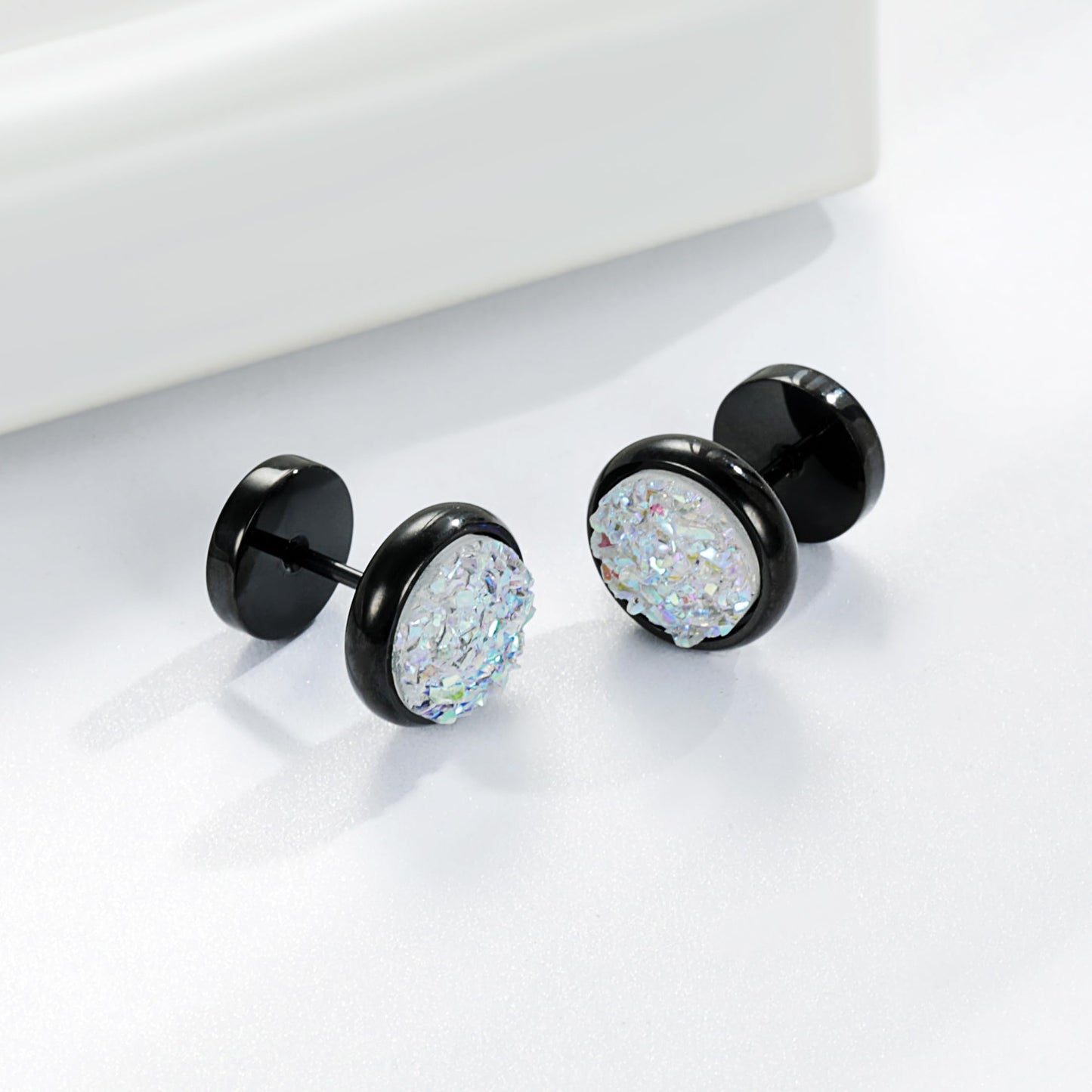 Women Men Flat Back Stud Earrings Non-Nickel Crystal Stone Earrings Titanium Stainless Steel Hypoallergenic Cartilage Earrings Stud for Sensitive Ears