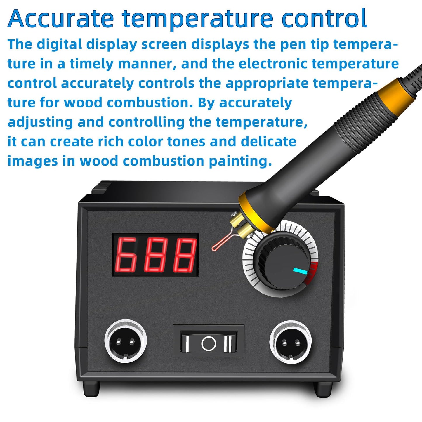 FIRElood Wood Burning Tool, Wood Burner kit Pen 25~750℃, Wood Burning kit with Digital Thermometer Temperature Adjustable Temperature, 2 pyrographic Wood Burning pens, 30 Wood Burning Pen Tips