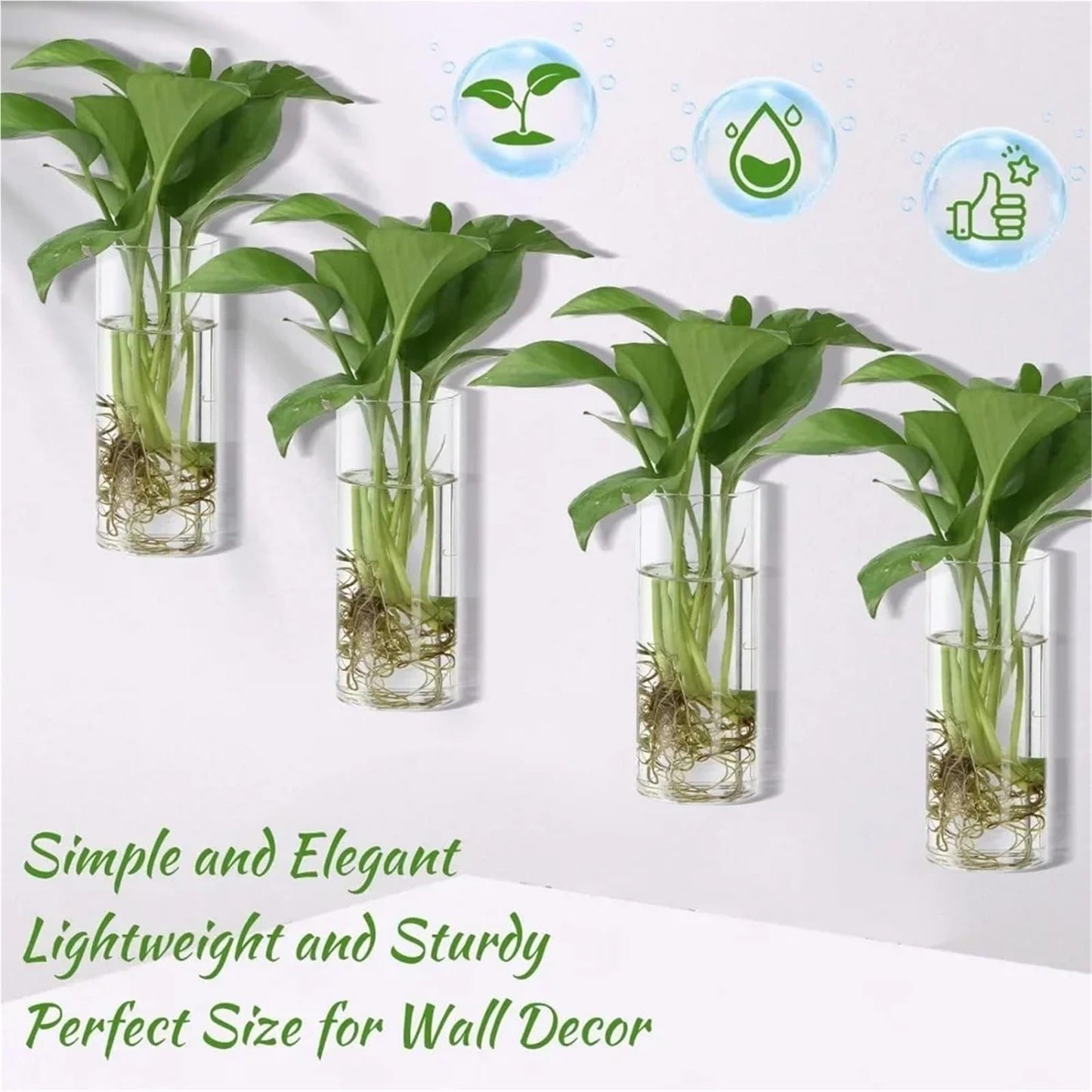 Glass Vase Vase 3Pack Wall Hanging Glass Planters Plant Terrarium Plants Holders Air with Plastic Invisible Traceless Hangers(3Pcs Large)