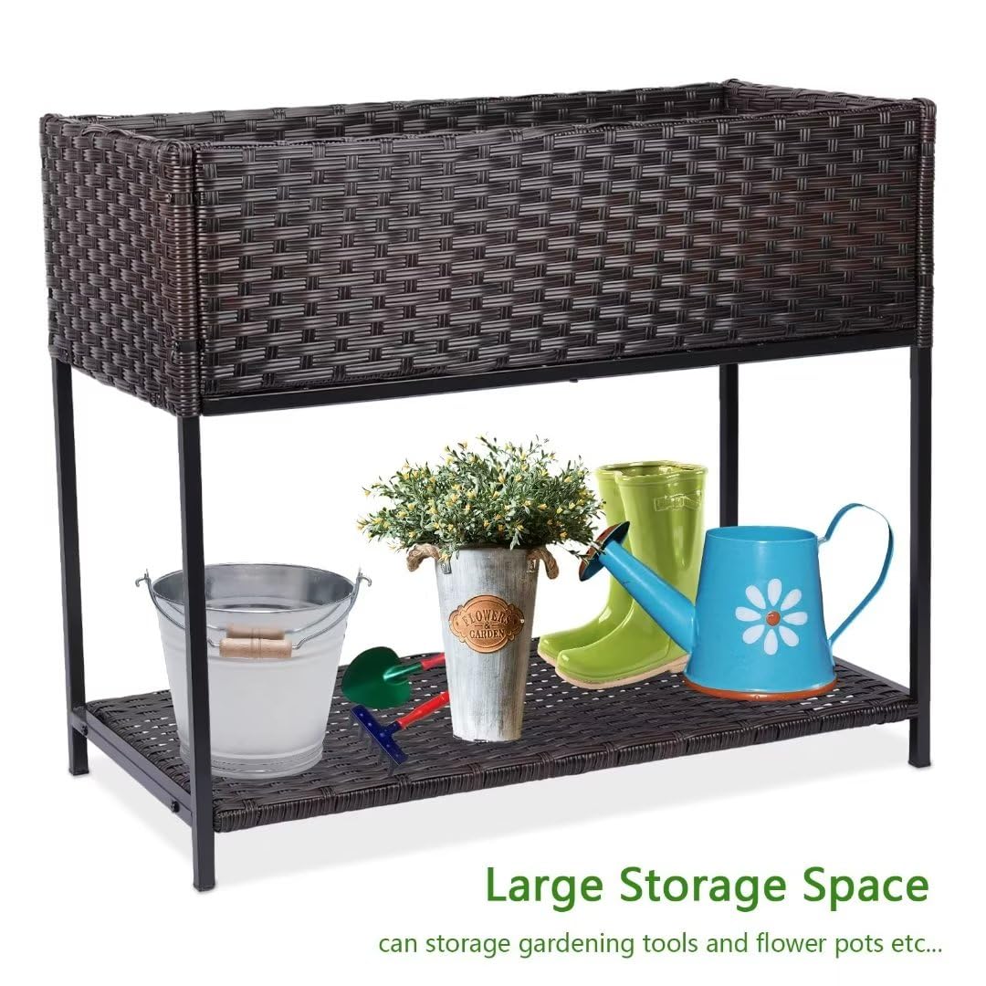 WONDER GARDEN Raised Garden Bed-Planter Box - Elevated Raised Garden Beds Outdoor with Legs & Storage Shelf for Vegetables Flower Herb Backyard Patio