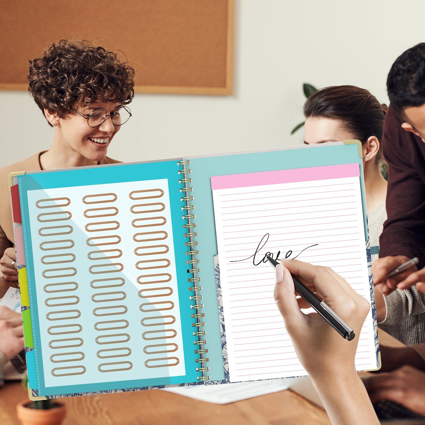Foldable Clipboard Folio with Storage, 5 Plastic Folders with 10 Pockets,Refillable Lined Notepad (11" x 8.5"), Hardcover Project Organizer Nursing Teacher School Essentials