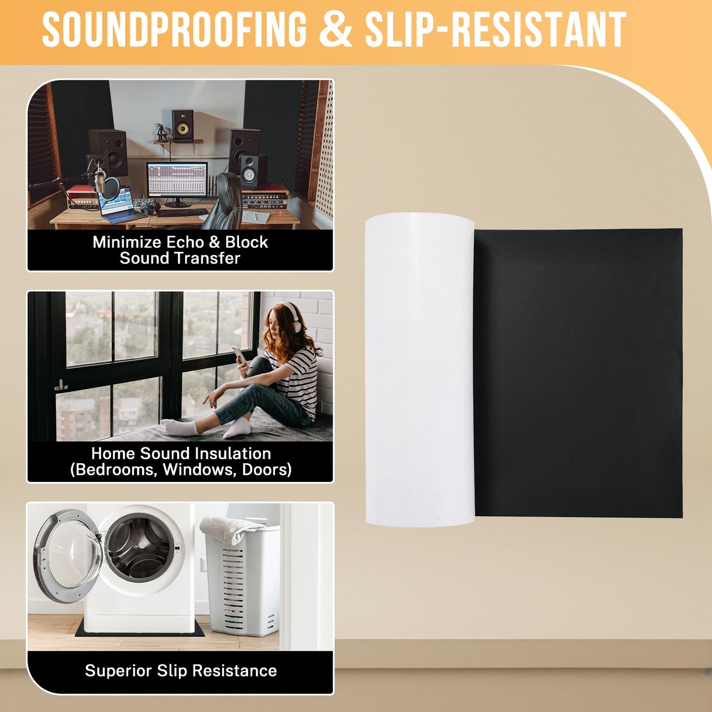 MYFULLY Neoprene Foam Sheet Roll with White Adhesive Backing, Closed Cell Sponge Rubber Padding, Soundproof & Waterproof Material for Cosplay, DIY, Crafts, Insulation (12 in x 59 in x 1/4 in)