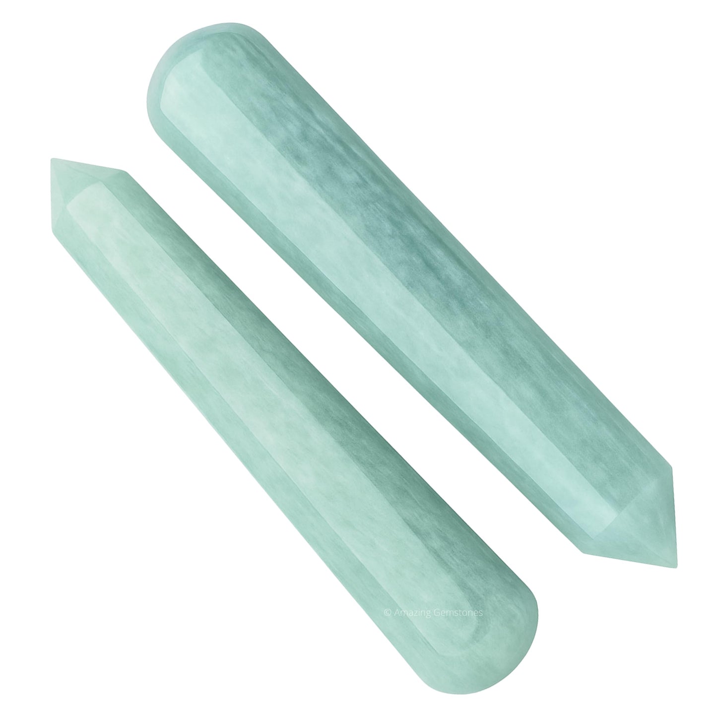 Amazing Gemstone Amazonite Crystal Wand Massage Stick - Pelvic Wand Gua Sha for Adults - Crystals and Healing Stones Massage Wands for Adults Gifts (Pointed)