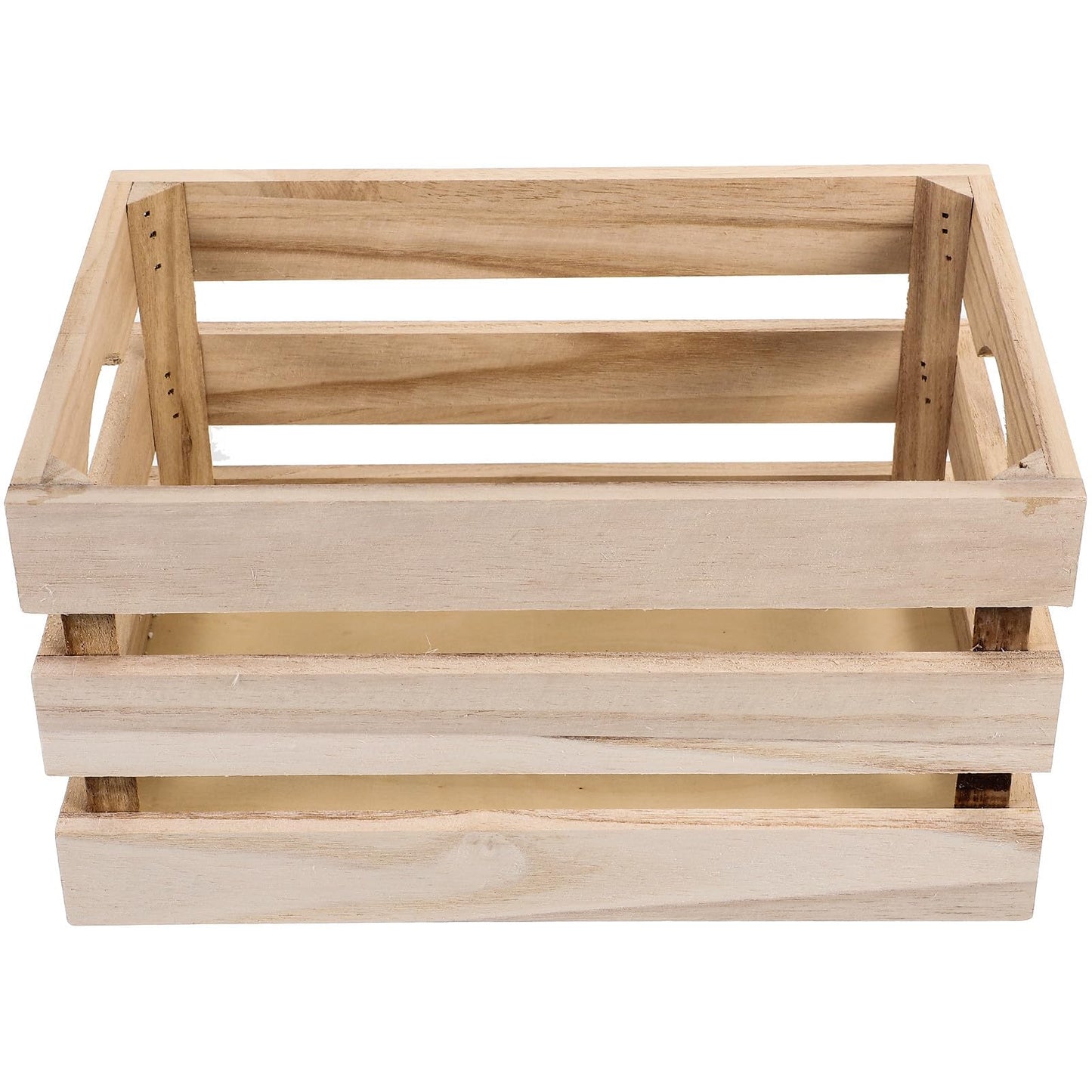 SEWACC Wood Crates, Rustic Handmade Wooden Storage Crates with Handle, Large Capacity Organizer for Home Office Sundries Holder, 11. 81 X 7. 87 X 6. 29 Inches, Khaki