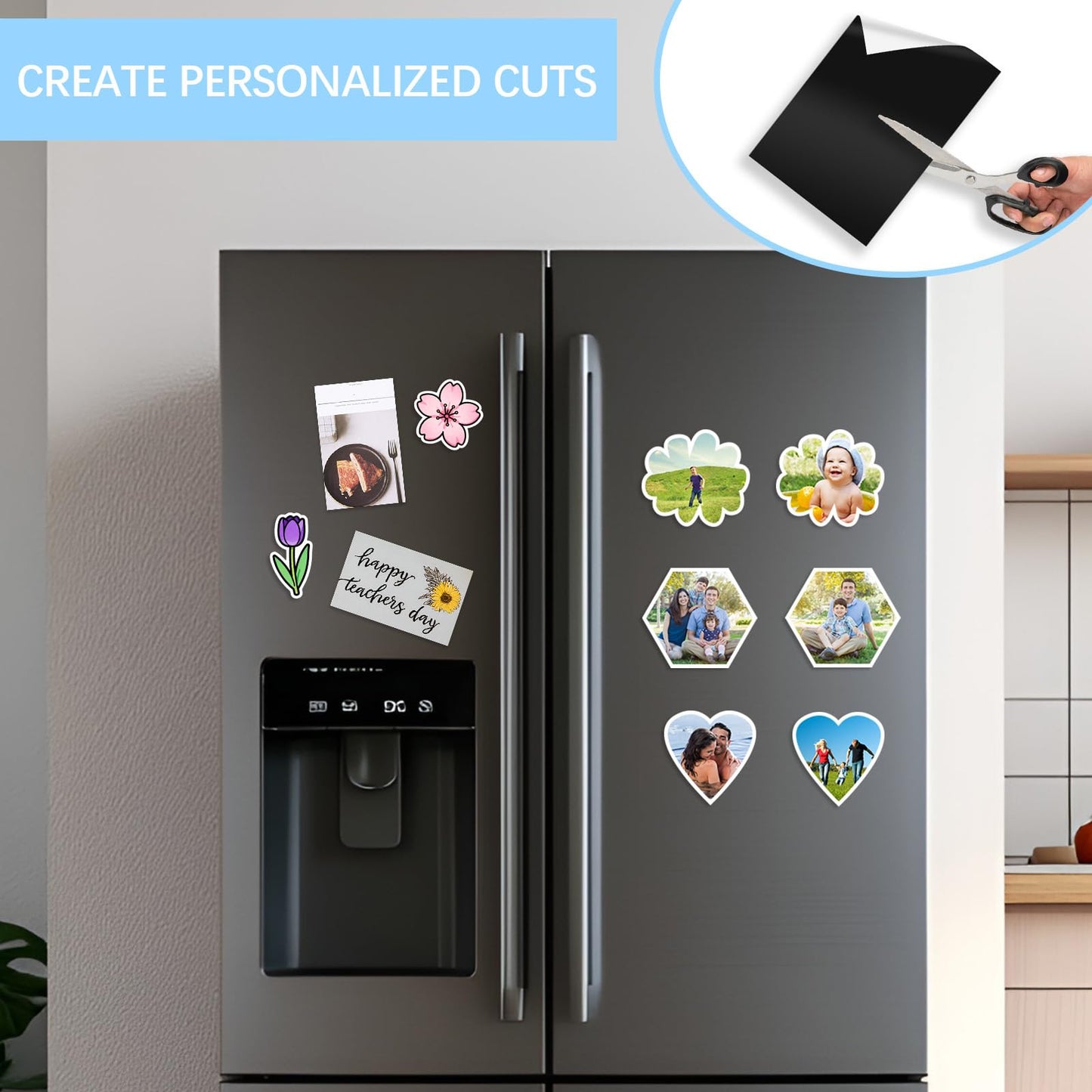 AiDiYGECO 16pcs Cuttable Magnetic Sheets with Adhesive Backing 8X10 INCH Flexible Peel and Sticker Magnet Sheets for Crafts (8X10 INCH)