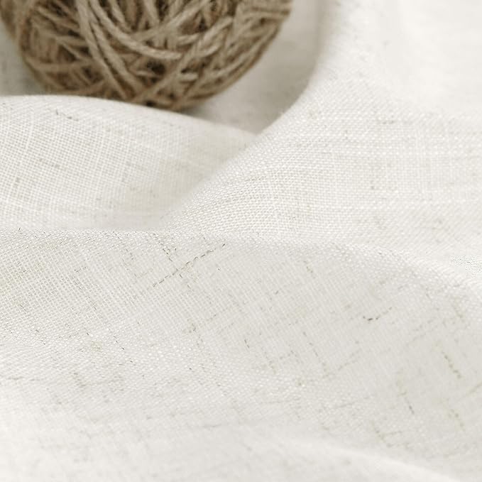 Cream Linen Curtains 84 Inch Length 2 Panels Back Tab Pocket Semi Sheer Bedroom Curtains Light Filtering Country Closet Curtain Drapes Netural Farmhouse Window Panels for Living Dining Room 40x84