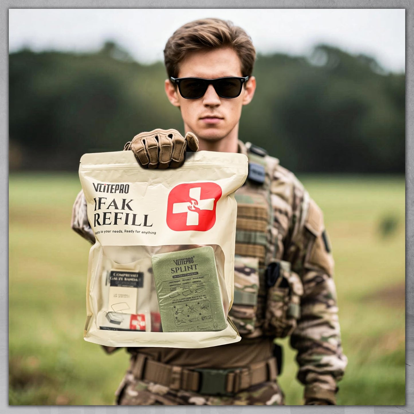 19PCS IFAK Trauma Kit, First Aid Kits Refill Supplies with Tourniquet, Emergency Trauma Bandage, Non-Vented Chest Seal, Emergency Medical & Survival Kit for Bleeding Control, Car & Camping
