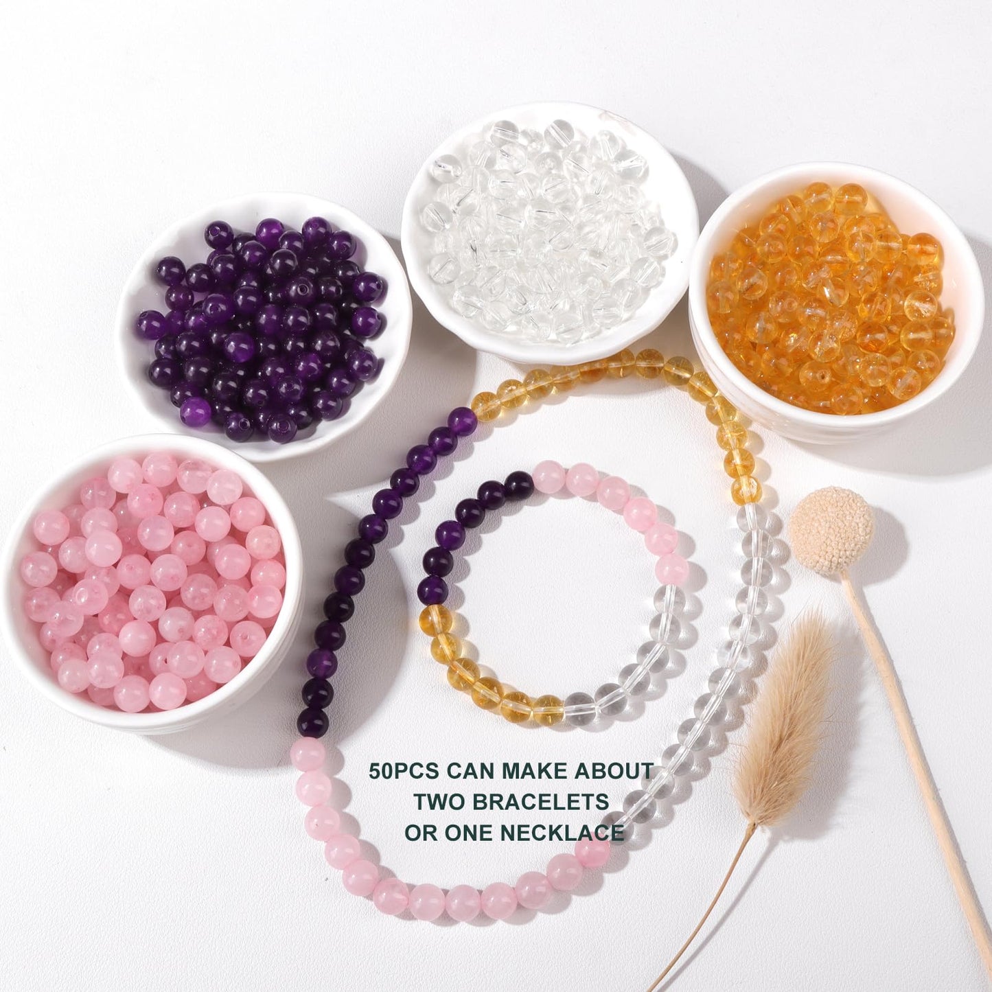 Risyfjew 100PCS 8mm Natural Amethyst Beads Gemstone Round Loose Beads for Jewelry Making Chakra Crystal Stone Beads for Bracelets Necklace Earrings Making Supplies (100pcs/Strand)