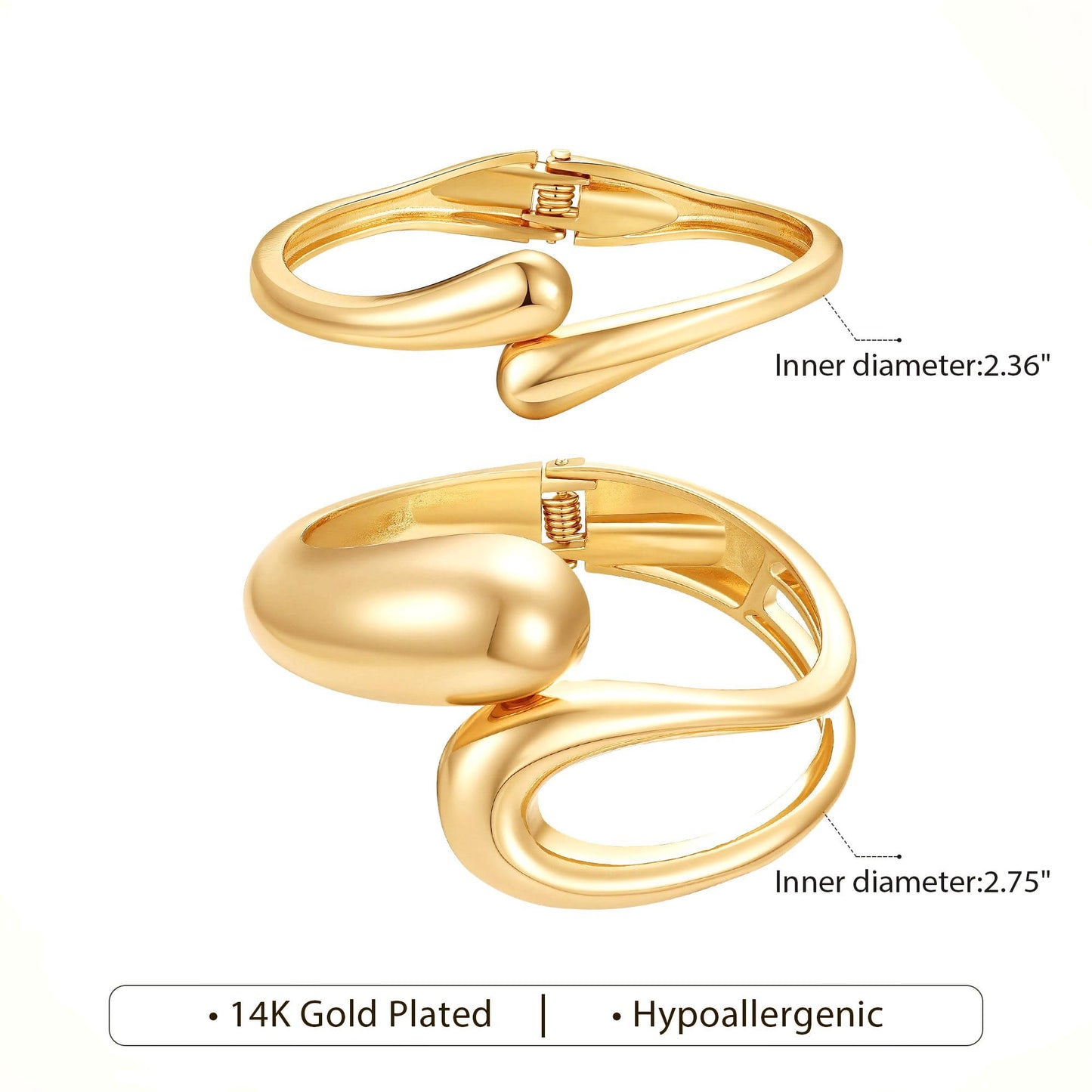 M MOOHAM Chunky Gold Bangle Bracelets for Women, Dainty 14k Gold-Plated Chunky Stackable Statement Bangle Twist Cuff Bracelet Stack Set for Women Trendy Jewelry Gifts