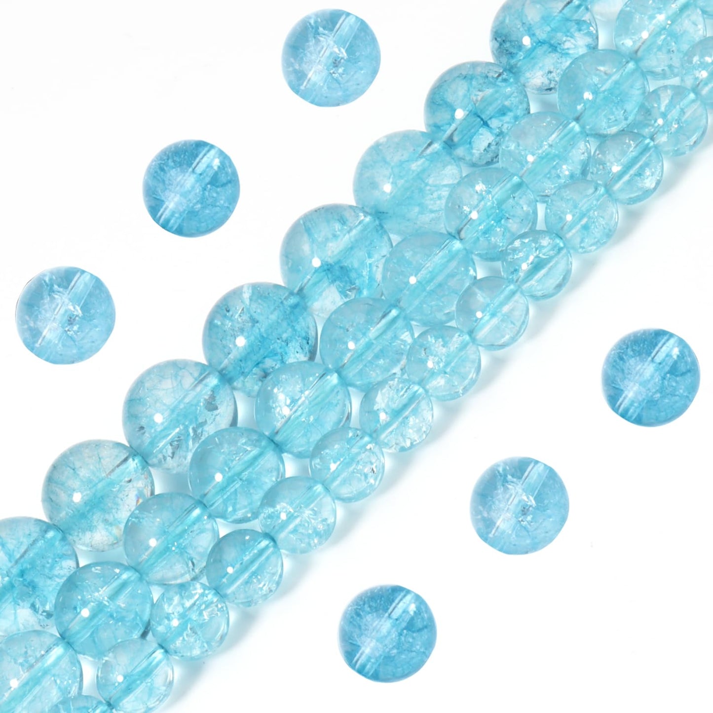 Siomia 60pcs 6mm Natural Blue Topaz Gemstone Beads Energy Healing Crystal Round Loose Stone Beads for Jewelry Making, DIY Bracelets Necklaces