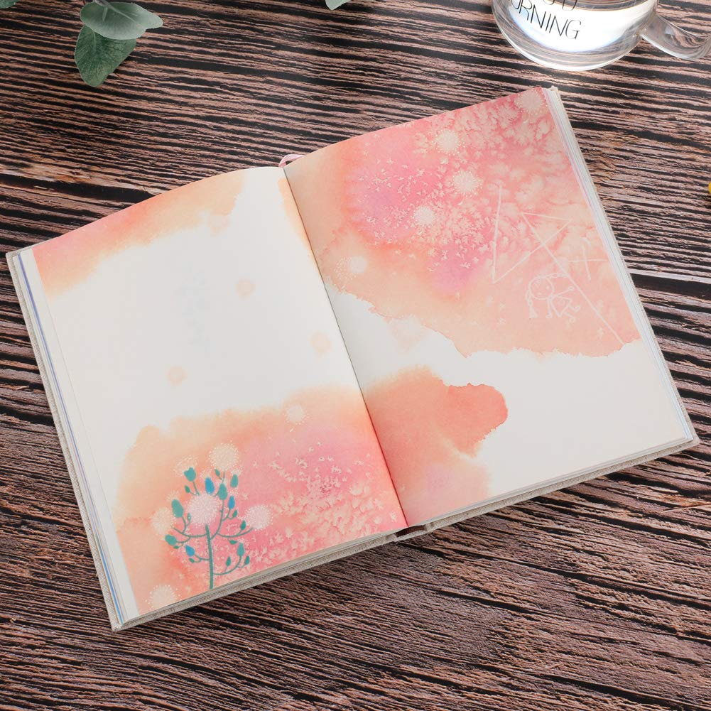 SIIXU Colorful Blank Notebook, Unruled Personal Diary Journals to Write in for Women, Hardcover Writing Notepad Gift, Unique Watercolor Design, 192 Pages, 2 Bookmarks, Unlined