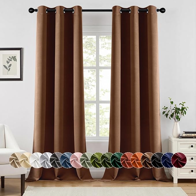 MIULEE Blackout Curtains for Bedroom Living Room 96 Inches Long 2 Panels, Thermal Insulated Room Darkening Drapes Solid Grommet Noise Reduction Light Blocking Window Treatments 40x96 Inch Mocha Brown
