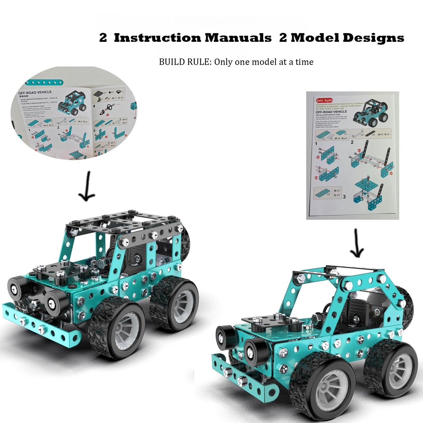 Jixin Xyzhi Buildable 3D Metal Engineering Kit 194-Piece STEM Set for Ages 8-16 Develops Logic Skills DIY Project Ideal Gift for Kids (Blue)