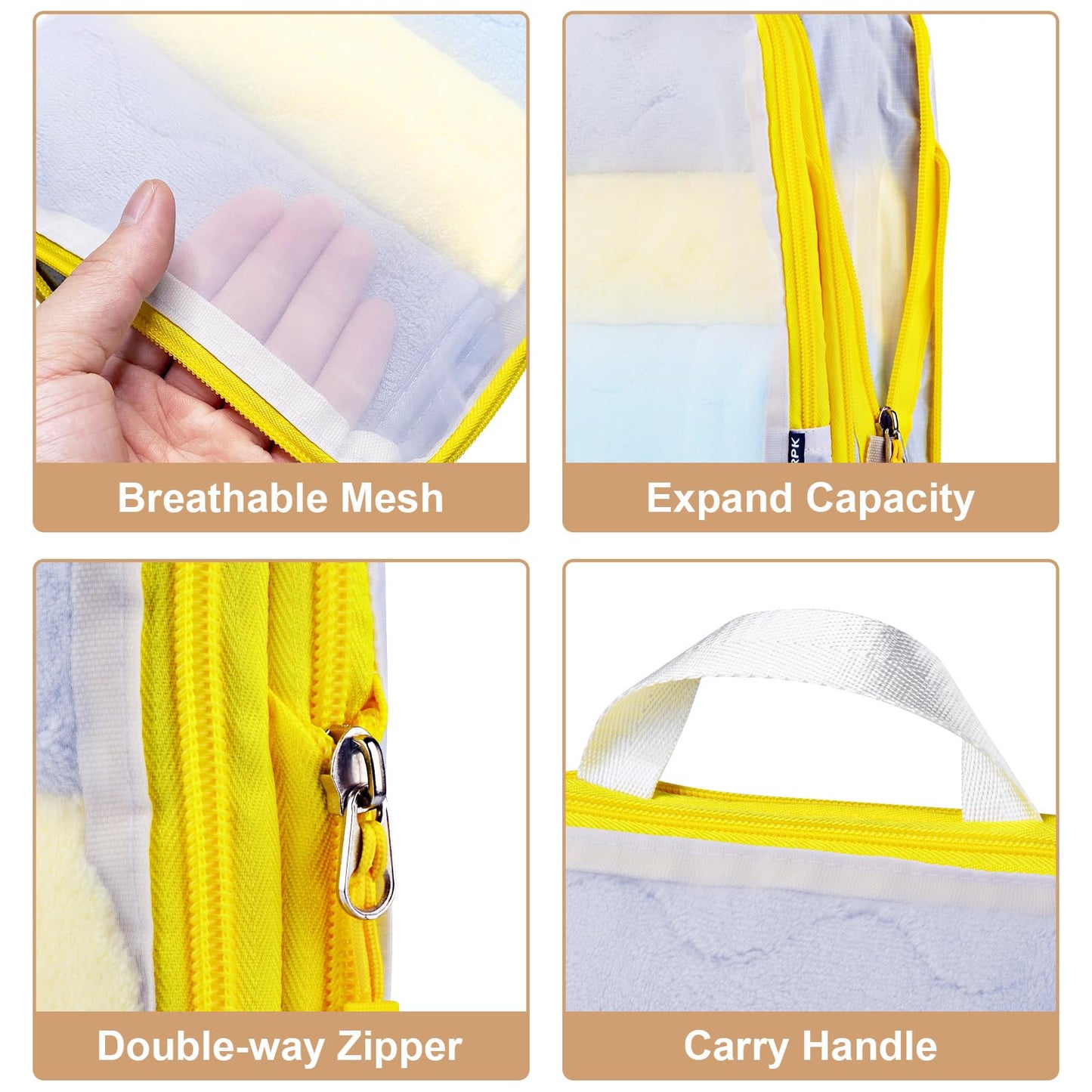 PFEYRPK Compression Packing Cubes Travel Essentials with See Through Mesh for Suitcases,Expandable Packing Organizers 7 Set with Clear Toiletries and Shoe Bag for Carry on Luggage.