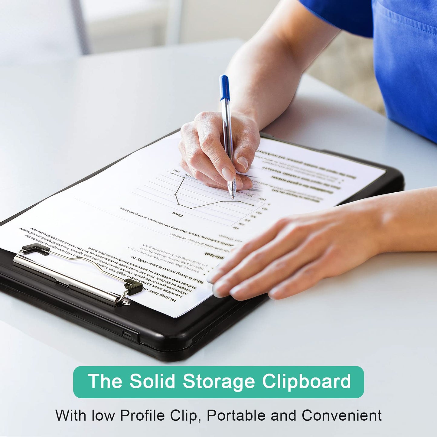4 Pieces Clipboard with Storage Plastic Storage Clipboard Nursing Foldable Clip Board with Low Profile Clip for Student Teacher Nurse Employee, Letter Size 9. 5 x 13. 5 Inch