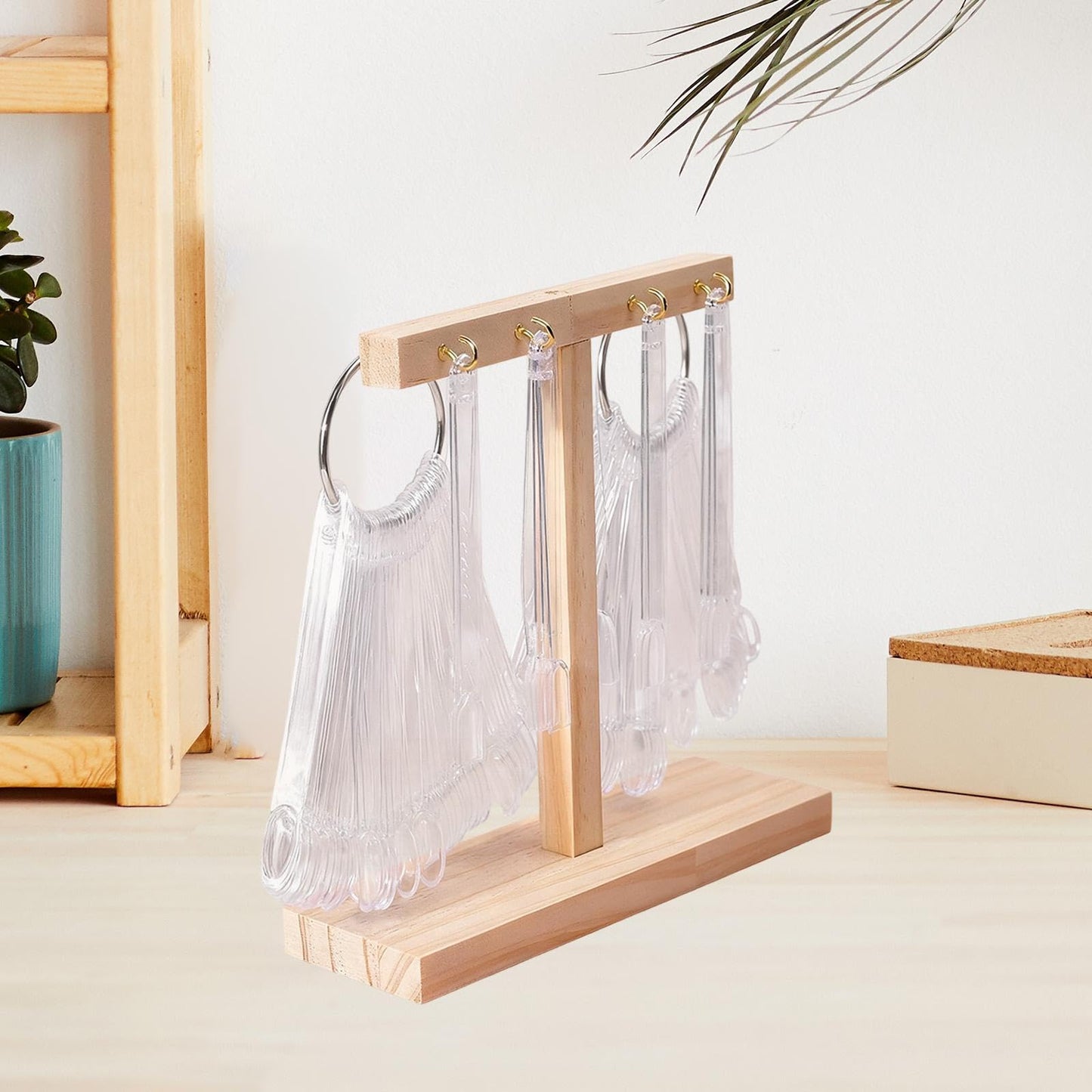 Teruyol Nail Swatch Sticks Display Stand Storage Manicure Tool Gift Organizer Rack for Women Home False Nails Sample Tips, T 19.8x6x19.5cm