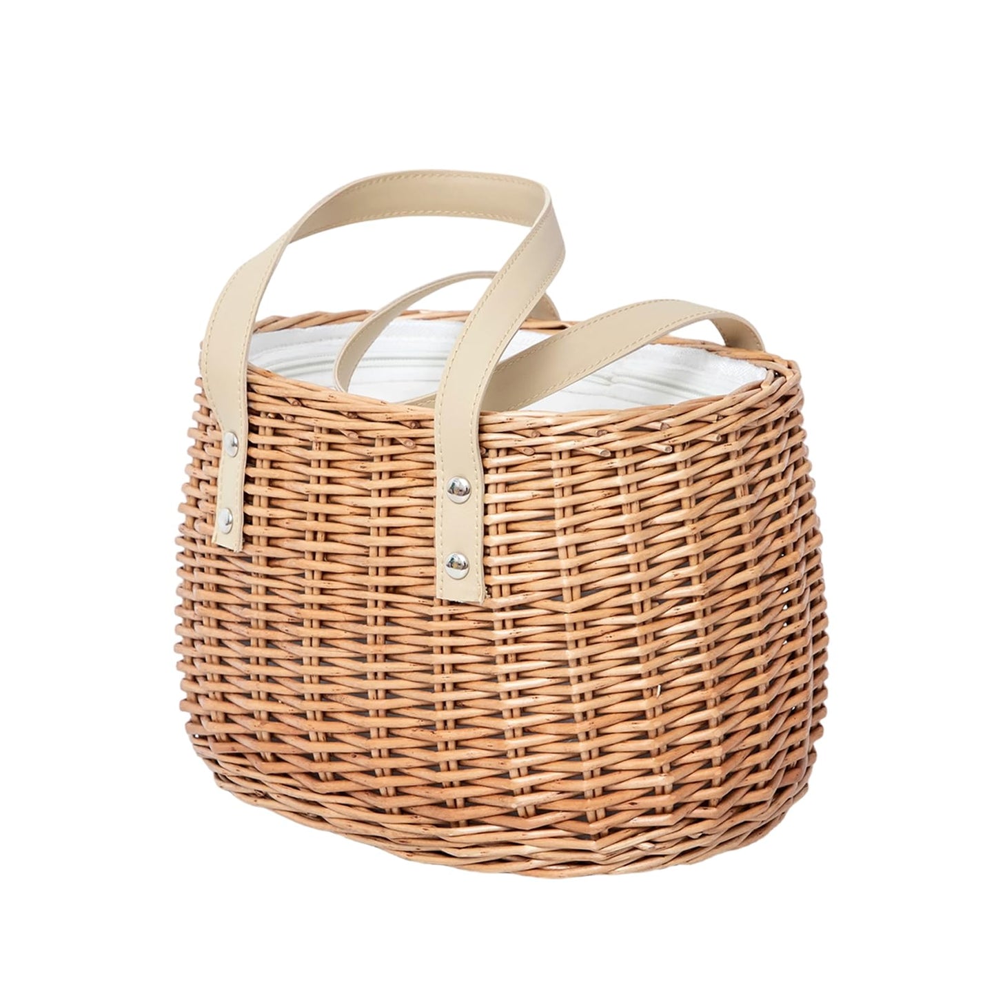 KINGWILLOW,Picnic Basket, Woven Willow Insulated Wicker Storage Basket – Zippered Canvas Lining for Food, Picnics, or home use