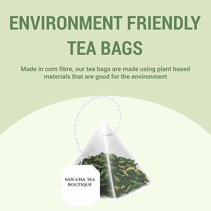 Sancha Tea Boutique, Peppermint Tea, Caffeine Free Herbal Tisane, 25 Pyramid Bags, Real Peppermint Leaves, Soothing & Relaxing