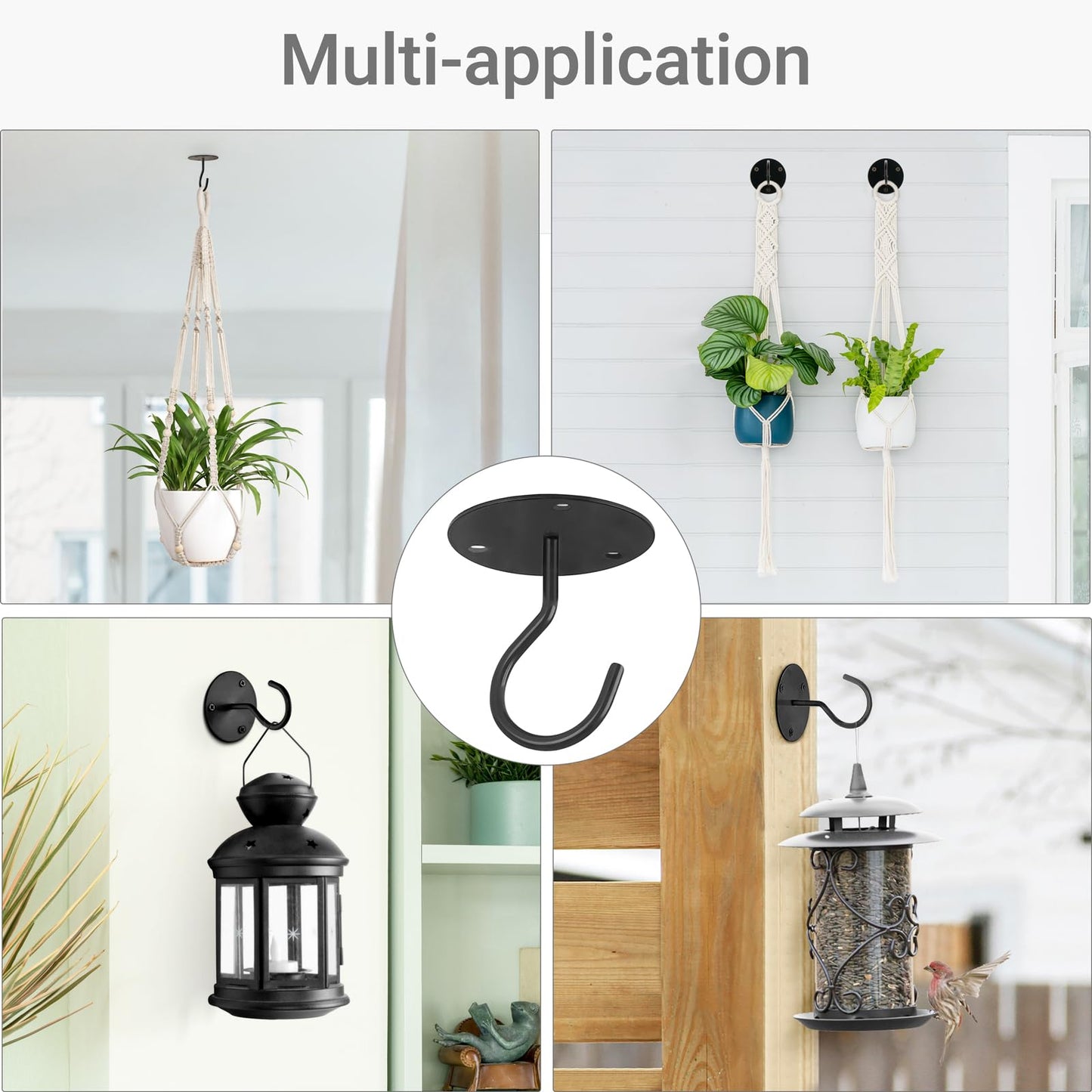 Mkono 3 Pack Macrame Plant Hangers and Ceiling Hooks, Different Size Hanging Planter Basket Flower Pot Holder with Beads，Medium, Ivory