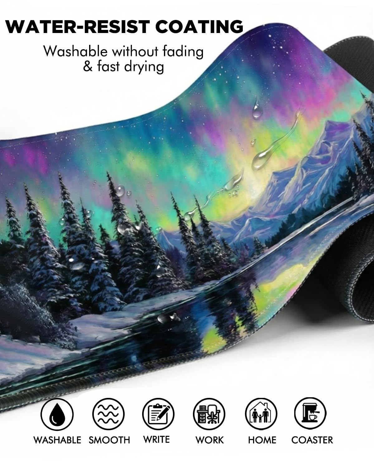 GooodiderX Mouse Pad, Scenery Mousepad, Large Size 31.5x11.8in, Mouse Pads with Stitched Edge & Rubber Non-Slip Bottom, Designed for Gaming, Home, Office (Aurora)