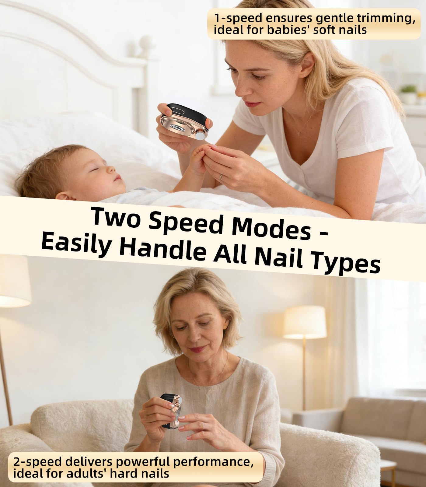 Electric Nail Clipper, Smart Toenail Clipper, 2026 Upgraded 3 in 1 Automatic Nail Trimmer with Polishing, LED Light & Clip Storage, 2-Speeds, USB Rechargeable for Baby, Adults, Seniors