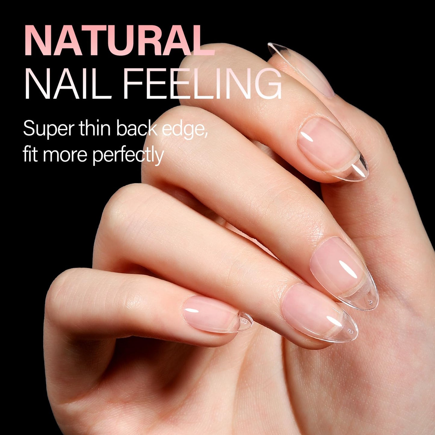 AILLSA Short Almond Nail Tips Pre-Shaped Acrylic Nail Tips Half Matte Full Cover Nails Tips Clear Gelly Press on False Tip Nail for Extension Nail Manicure Home DIY 240PCS 15Sizes