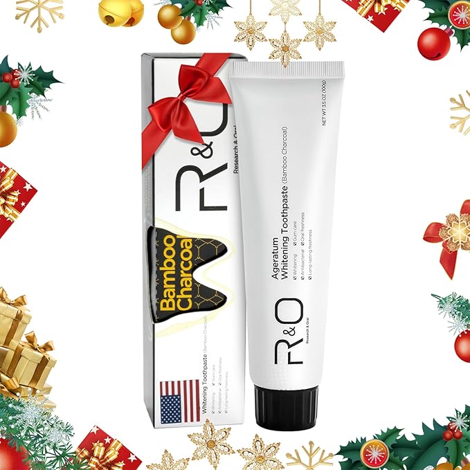 R&O Ageratum Whitening Toothpaste with Bamboo Charcoal, 3.53 oz - Great for Teeth Whitening, Removes Stubborn Stains, Long - Lasting Fresh Breath, Reduces Plaque, Promotes Oral Health