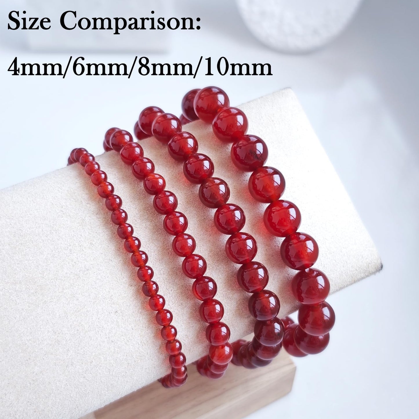 Handmade Natural Gemstone Elastic Bracelet - Healing Crystal Beads Jewelry, Unisex (Carnelian, 8mm)
