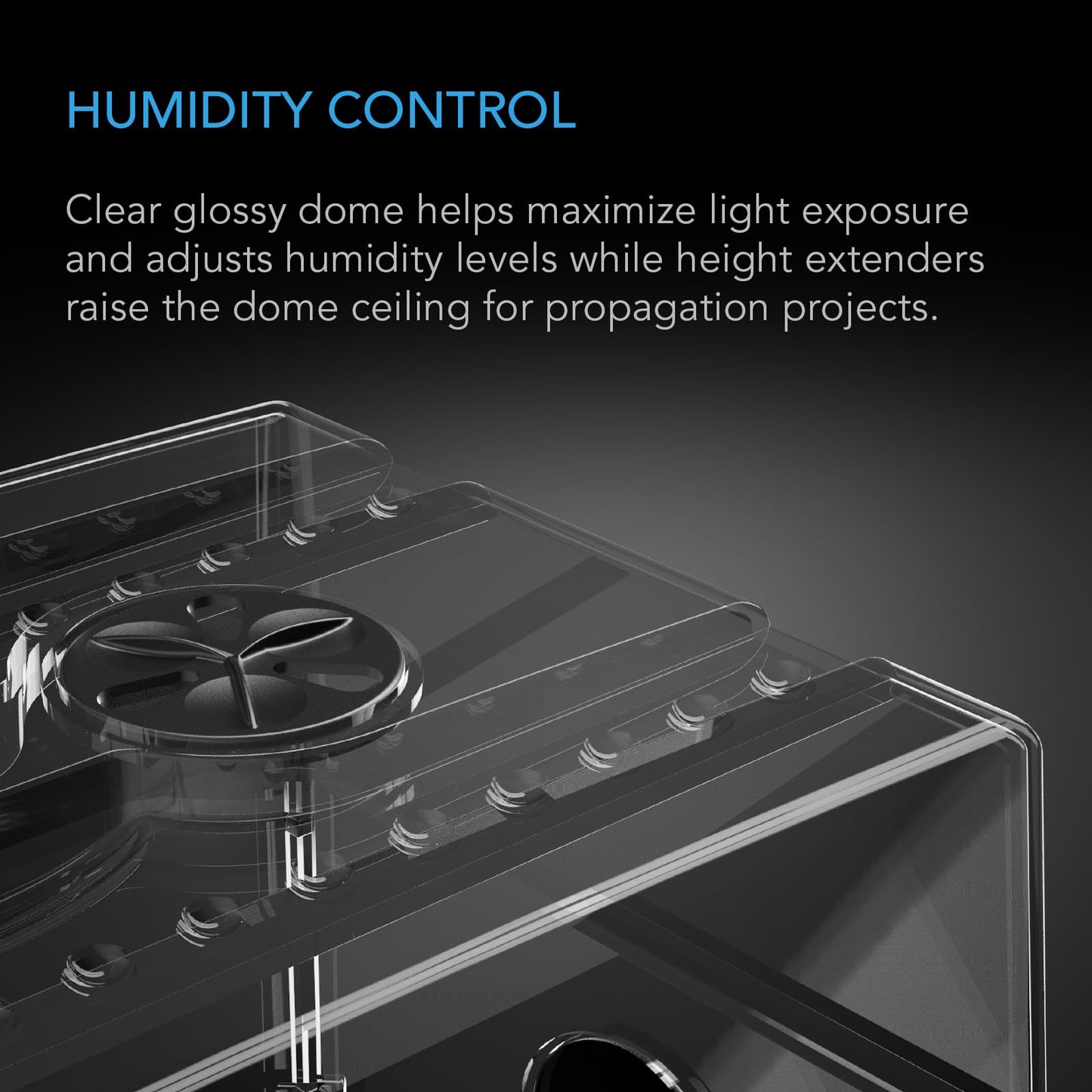 AC Infinity Large Humidity Dome, Heavy-Duty Germination Kit with 3 mm Thickest Clear Dome, Sturdy Drip Tray, 6x12 Cell Seedling Tray, Vented Height Extension Panels, for Seed Starting, Cloning Plants