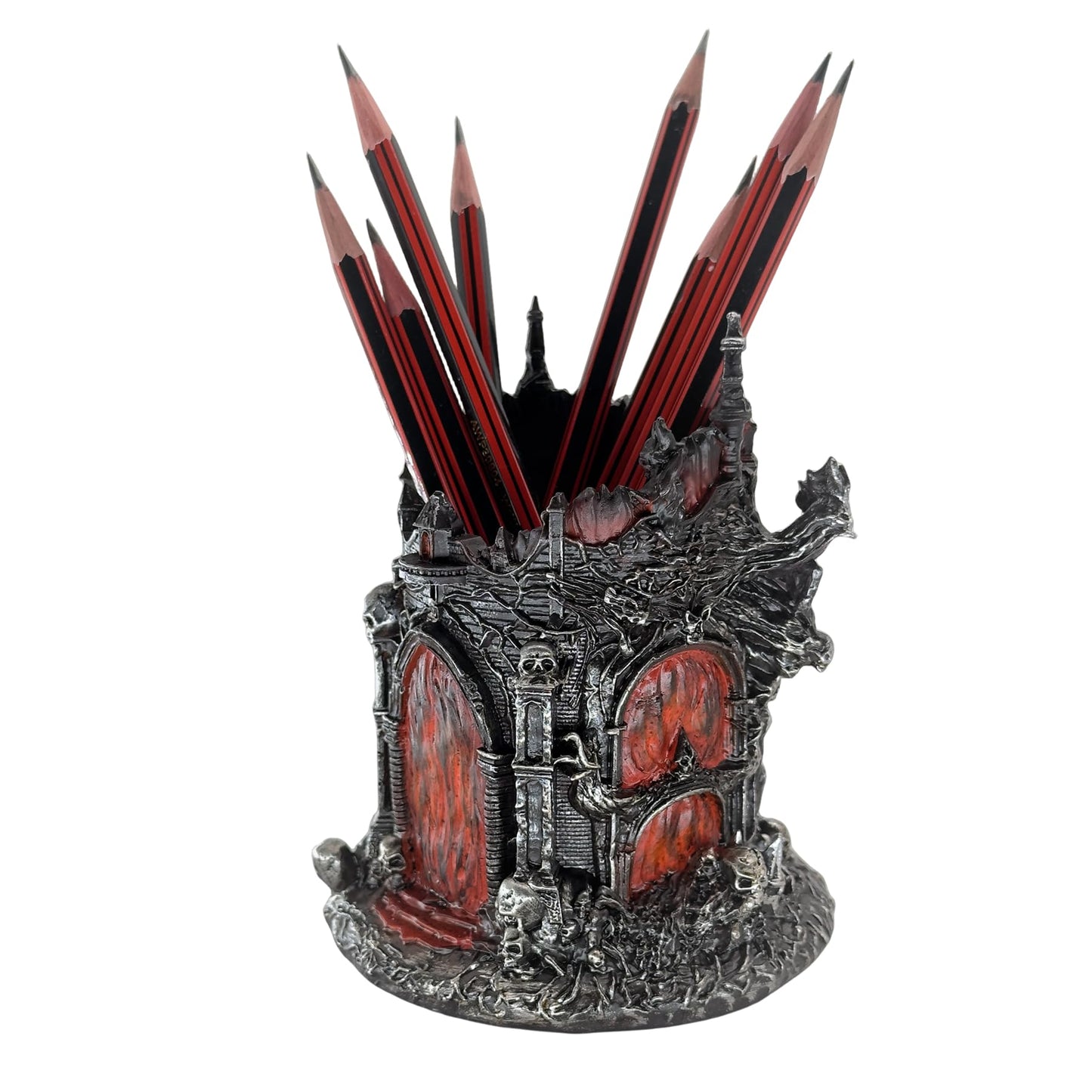 LOOYAR Dante's Inferno Resin Castle Pen Holder and Aquarium Décor - Medieval-Themed Desk Ornament