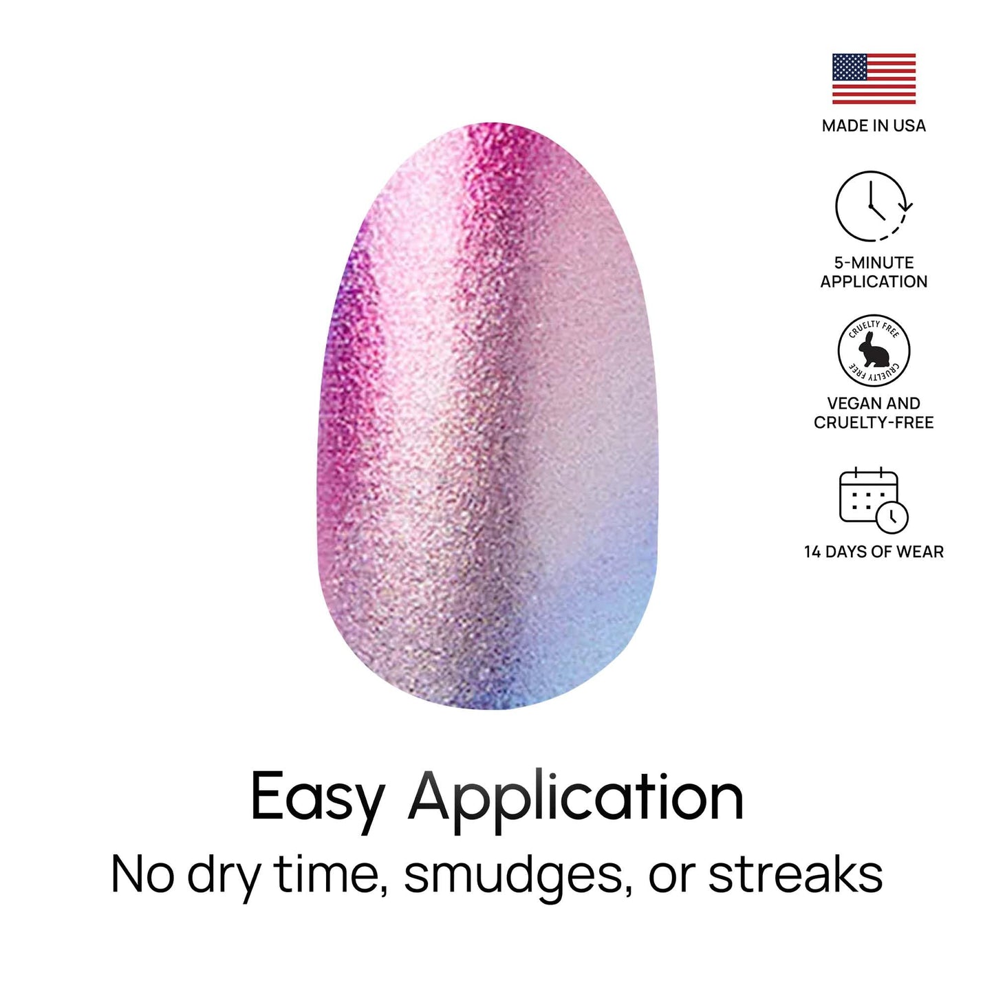 Color Street Wander Luster Nail Strips - Dreamy Gradient with Shimmer Finish, Shimmer Look, 16 Double-Ended Real Nail Polish Strips, Easy Application