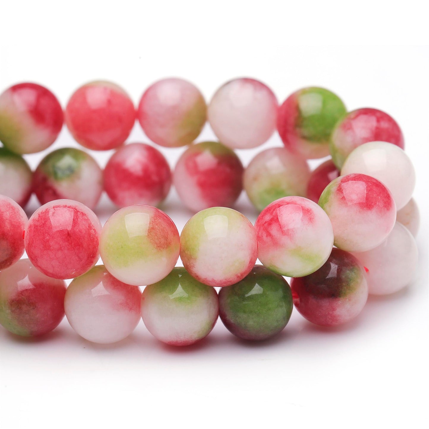 Chicager Natural Stone Beads for Jewelry Making,8mm Watermelon Tourmaline Polished Smooth Round Gemstone Beads for Bracelet Necklace 15 Inch