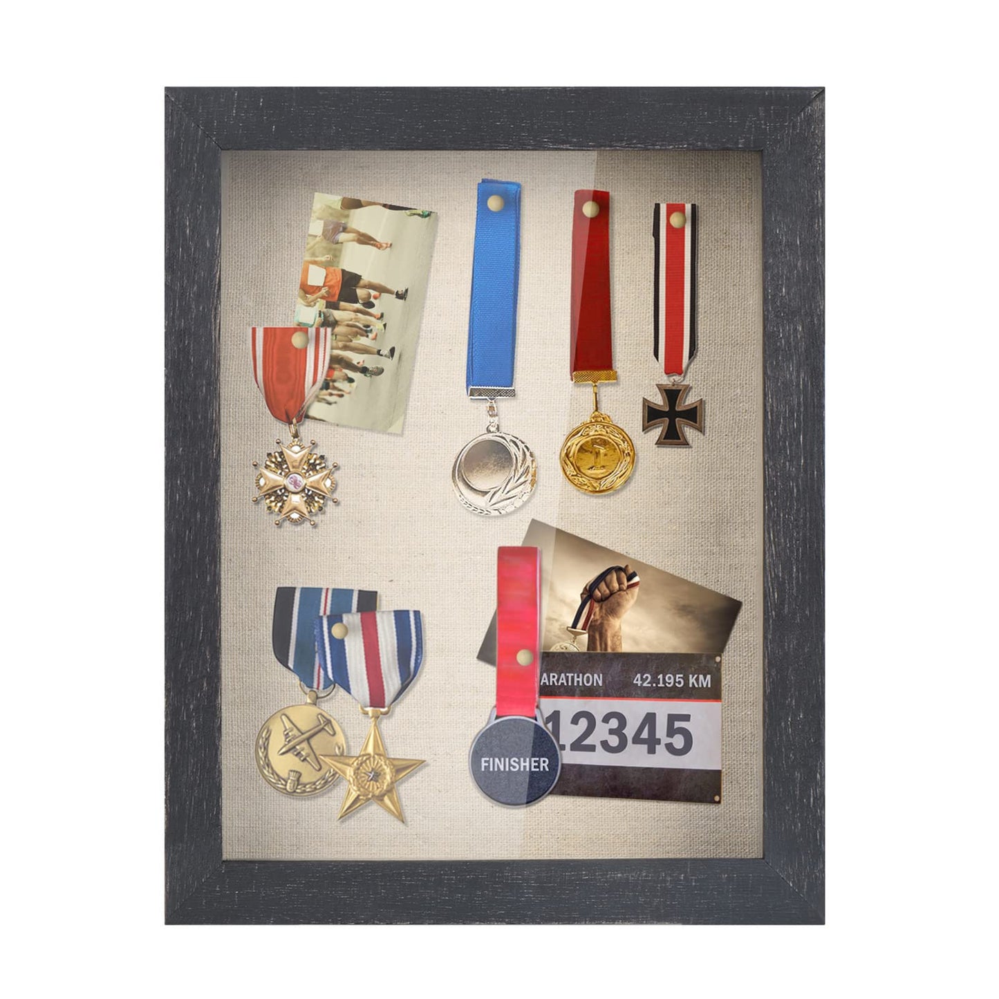 Love-KANKEI Shadow Box Frame 8x10 Shadow Box Display Case with Linen Back Memorabilia Awards Medals Photos Memory Box Gift Rustic Black