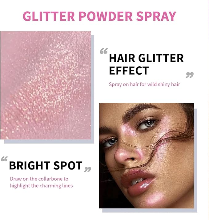 SOVONCARE Hair and Body Glitter Spray Instantly, Face Glitter Hairspray Body Shimmer Powder add Sparkly Shimmery Glow for Women Hair, Skin, Clothing Quick Drying, Non-Sticky 4.7 oz Purple