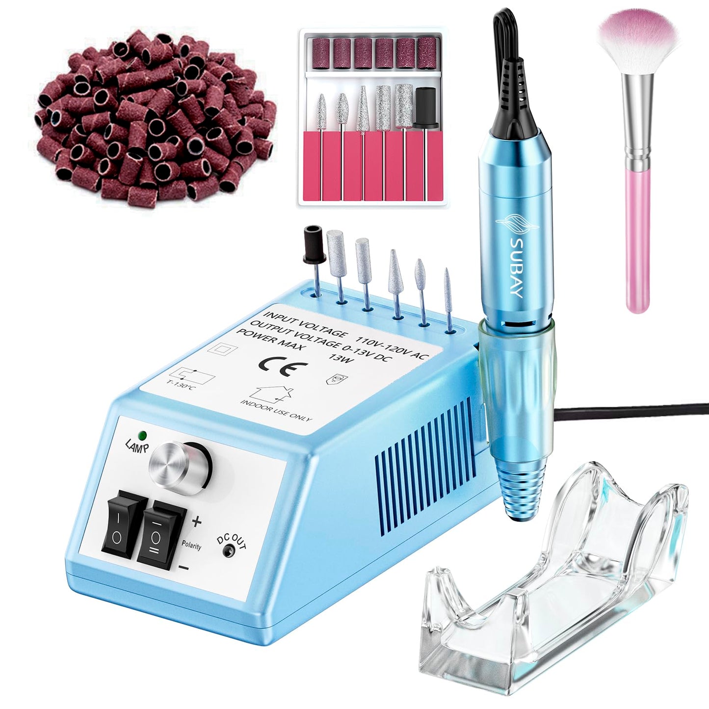 Subay Professional Nail Drill Electric File 20000RPM for Acrylic Nails, Gel Nail, Nail Art Polisher, Manicure Pedicure Tools for Salon Home